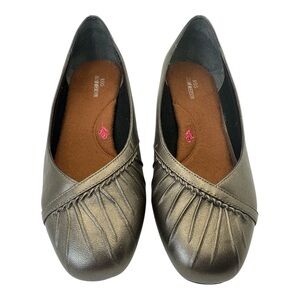 ROS HOMMERSON Women's Leather Ballet Flat TATUM Metallic Comfort Shoe Size 7.5 W
